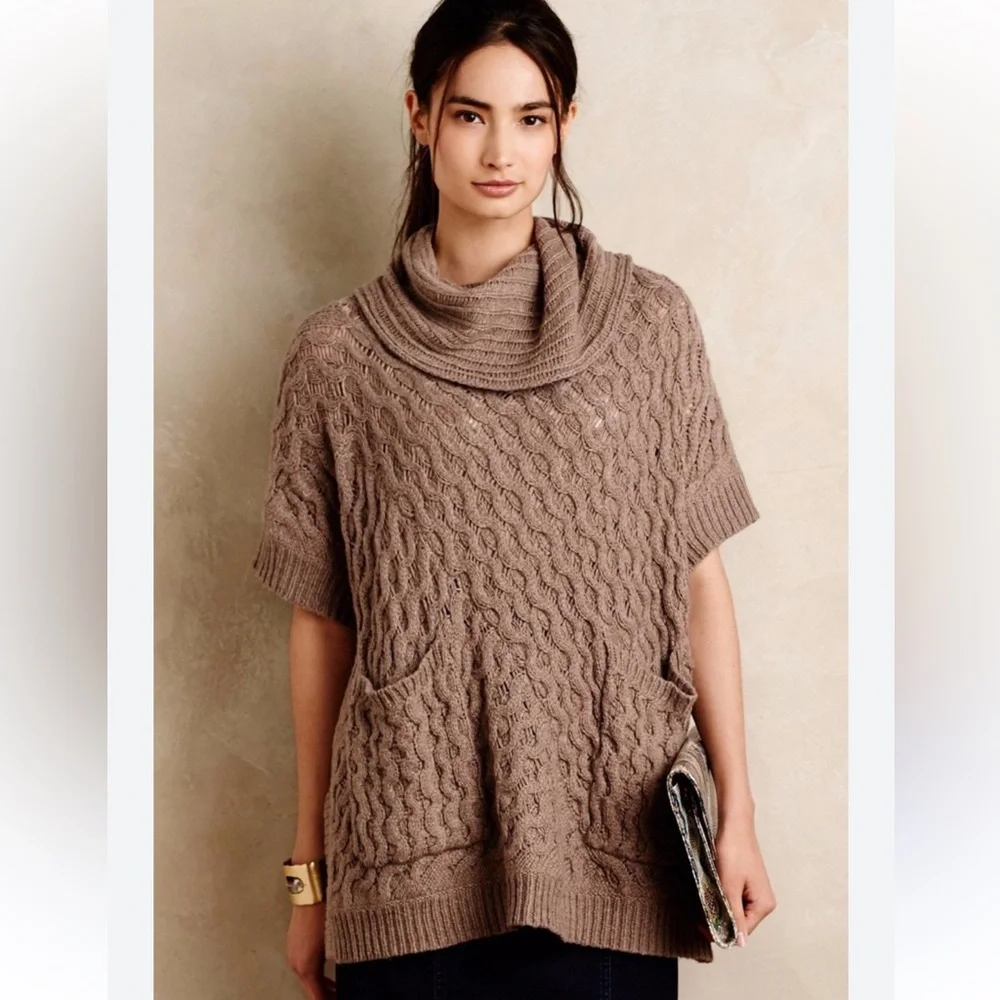 Anthropologie Angel of the North Bryson Cowl Neck Poncho Sweater Oversized M/L
